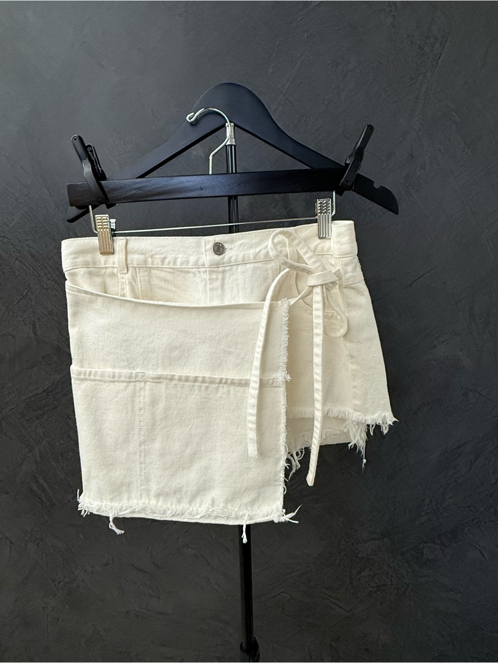 NWT Sandy Liang Cream Wrap Denim Skort with Side Tie